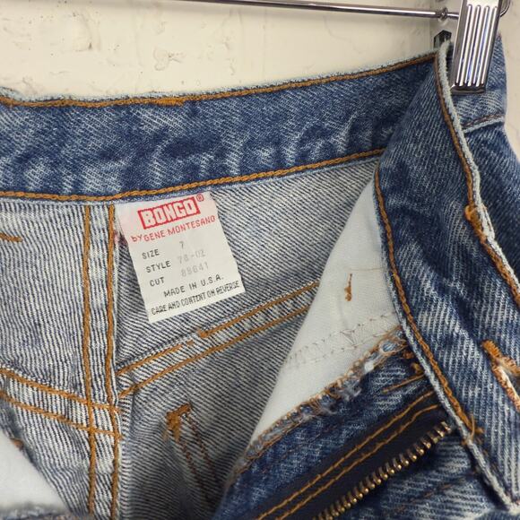 Vintage 90s Bongo High Waisted Denim Jean Shorts Blue USA Size 7 25x3.5 Grunge - Picture 4 of 4